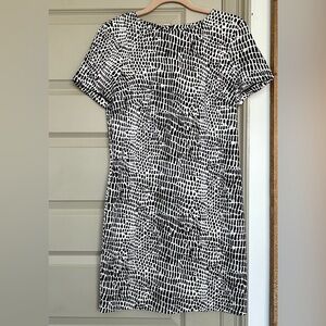 TRINA (Trina Turk) Chic Black and White Patterned Mini Dress
